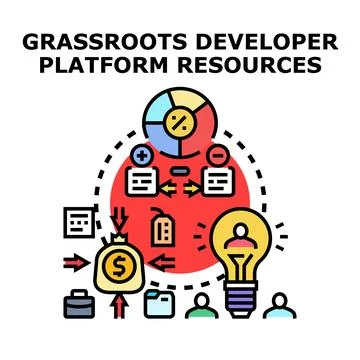 Grassroots developer platform resources providing solutions Stock Illustration