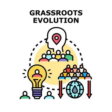 Grassroots evolution community idea global impact Stock Illustration