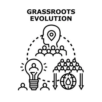 Grassroots evolution community idea global impact Stock Illustration