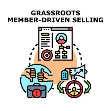 Grassroots member driven selling concept diagram Stock Illustration
