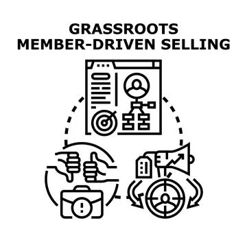Grassroots member driven selling concept diagram Stock Illustration