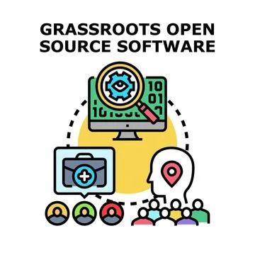 Grassroots open source software developing community concept Illustrazione stock