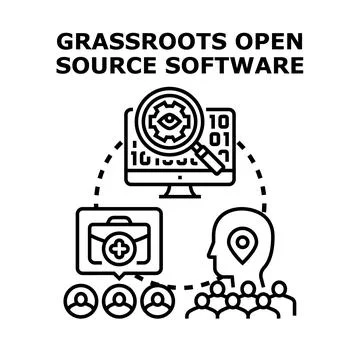 Grassroots open source software developing community concept Ilustración de archivo