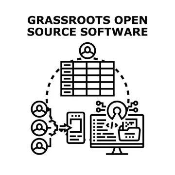 Grassroots open source software development community distributing イラスト素材