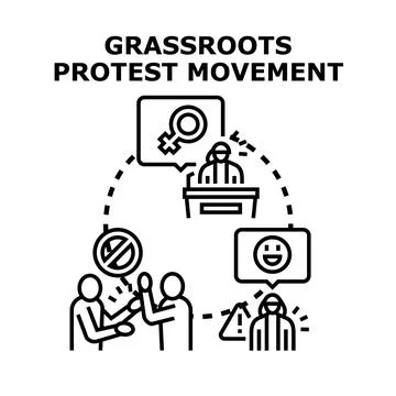 Grassroots protest movement communicating for social change Stock Illustration