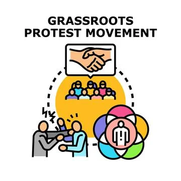 Grassroots protest movement working for social change and rights Stock Illustration