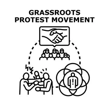 Grassroots protest movement working for social change and rights Stock Illustration