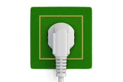 Grassy electric socket with plug, green energy concept. 3D rendering イラスト素材