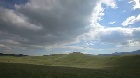 Grassy glade with casted shadow moving as the sun moves. Stock Footage 8602415