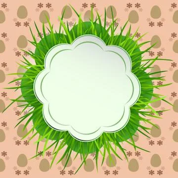 Grassy label with easter egg pattern vector illustration Illustrazione stock