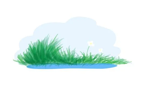 Grassy Pond Stock Illustration