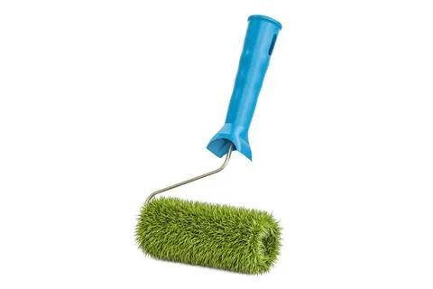 Grassy roller paintbrush, 3D rendering Stock Illustration