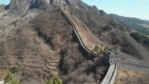 The Grat Wall of China seen from a drone in Beijing Jizhou Stock Footage 144540906