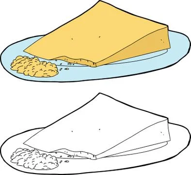 Grated cheese and wedge Ilustración de archivo