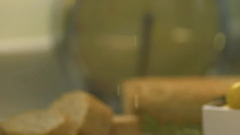 Grated cheese falling on cutting Board Stock Footage 94123918