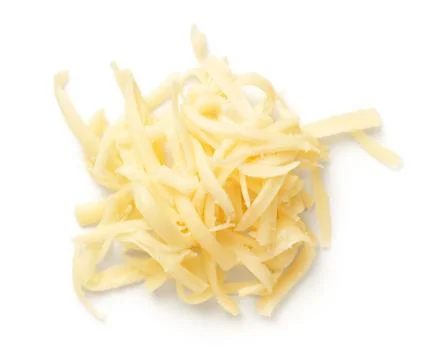 Grated Cheese Isolated On White Background Stock Photos