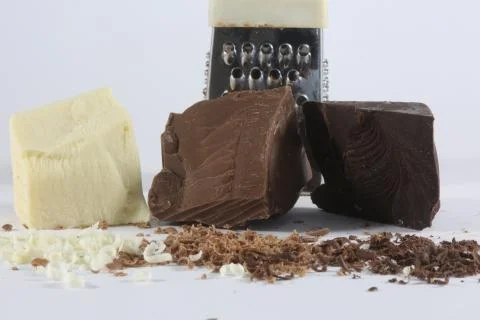 Grated chocolate blocks 库存照片