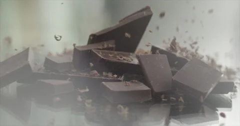 Grated chocolate falls on chocolate Video stock 197866007