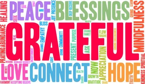 Grateful Word Cloud Ilustração Stock