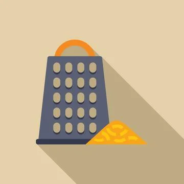 Grater creating a pile of grated cheese with long shadow Ilustración de archivo