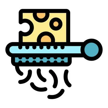 Grater grating cheese block into small pieces, kitchen utensil for cooking Stock Illustration