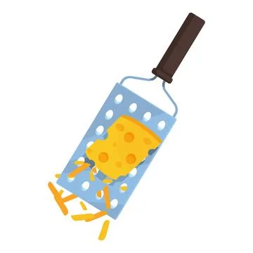 Grater grating cheese leaving tiny delicious cheese shreds Illustrazione stock