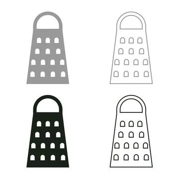 Grater for kitchen set icon grey black color vector illustration image soli.. Stock Illustration
