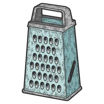 Grater, kitchen tool. Sketch scratch board imitation. Vector isolated color. Stock Illustration