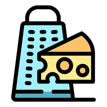 Grater preparing to grate a piece of cheese, kitchen utensil and dairy produc Ilustración de archivo