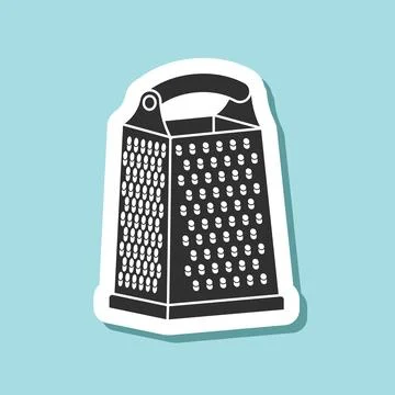 Grater sticker icon in flat style. Cookery vector illustration on isolated .. Illustration