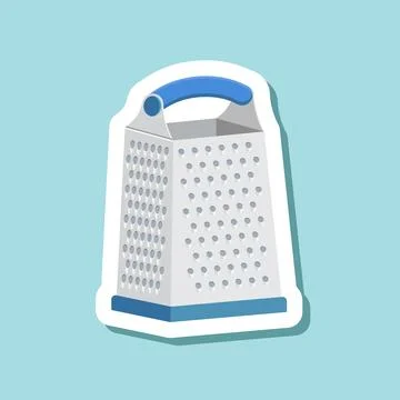 Grater sticker icon in flat style. Cookery vector illustration on isolated .. Illustration