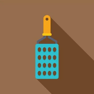 Grater with yellow handle and long shadow on brown background Illustration