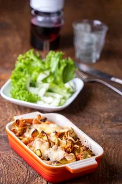 Gratinated pasta Stock Photos