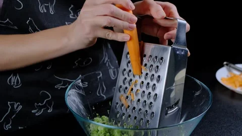 Grating Carrots in Kitchen Cooking Preparation Stock-Footage 341425201
