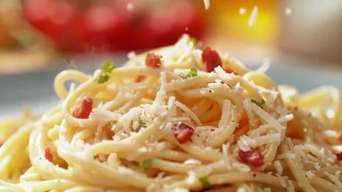 Grating Cheese onto Freshly Prepared Served on a Plate. Stock Footage 278830688