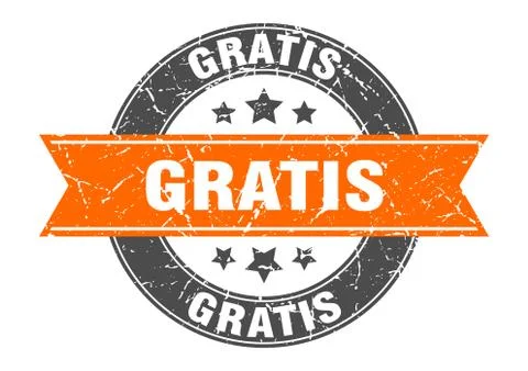 Gratis round stamp with orange ribbon. gratis Stock Illustration