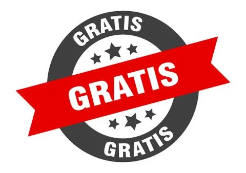 Gratis sign. gratis black-red round ribbon sticker Stock Illustration