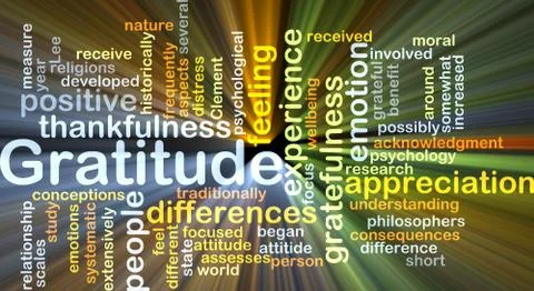 Gratitude background concept glowing Stock Illustration