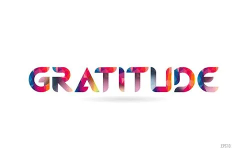 Gratitude colored rainbow word text suitable for logo design Stock Illustration