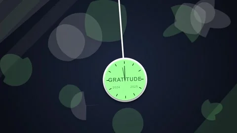 Gratitude Concept: Pendulum Clock with Word 'Gratitude' on Dark Abstract Ba.. Vídeos de archivo 348572267