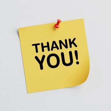 Gratitude Concept. Yellow Sticky Note With Thank You Text Pinned. 3d Renderin Stock Illustration