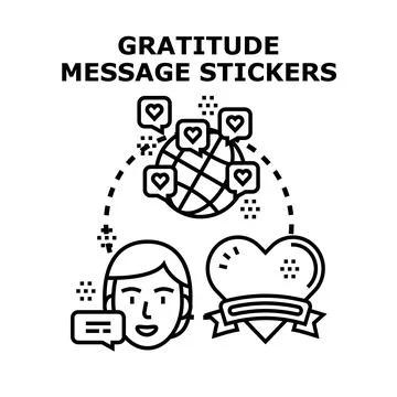 Gratitude message stickers concept spreading appreciation globally Stock Illustration