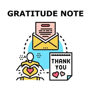 Gratitude note sending thank you message concept Stock Illustration