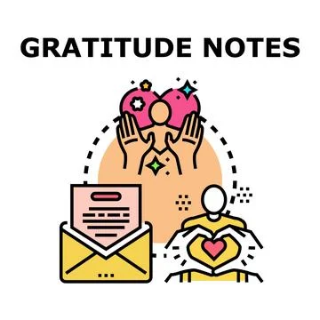 Gratitude notes concept, expressing thankfulness and appreciation Stock Illustration