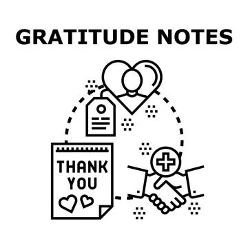 Gratitude notes expressing thankfulness and appreciation concept Stock Illustration