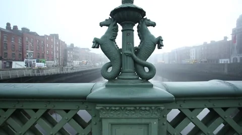 Grattan Bridge, Dublin City Stock Footage 46025748