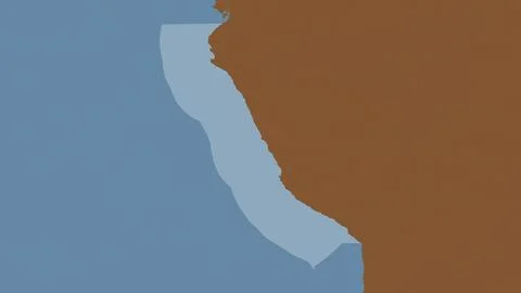 Grau Sea highlighted on a tiled pattern colored map Stock Illustration