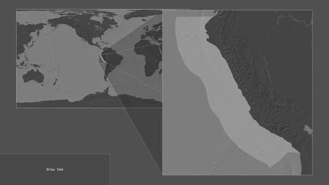 Grau Sea. Location. Bilevel map Stock Illustration