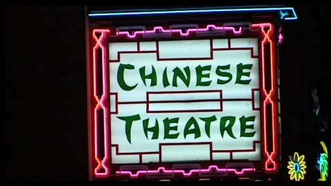 Grauman's Chinese Theatre Sign (1995), Hollywood Boulevard, Hollywood Stock Footage
