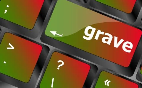 Grave button on computer pc keyboard key Illustrazione stock